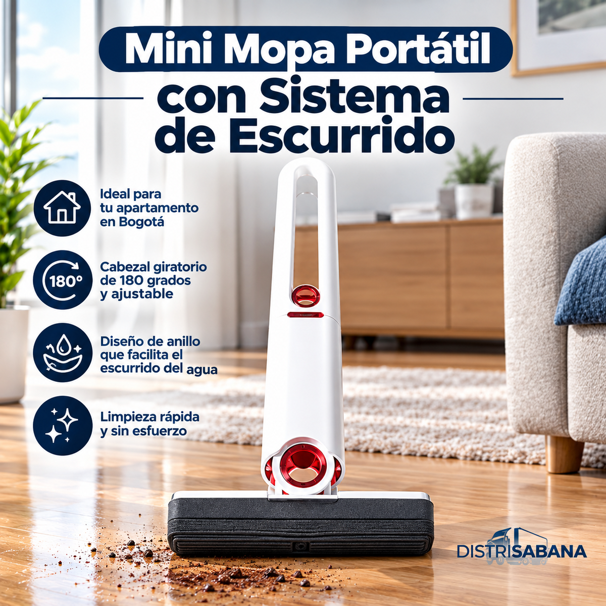 Mini Mopa Portátil con Sistema de Escurrido