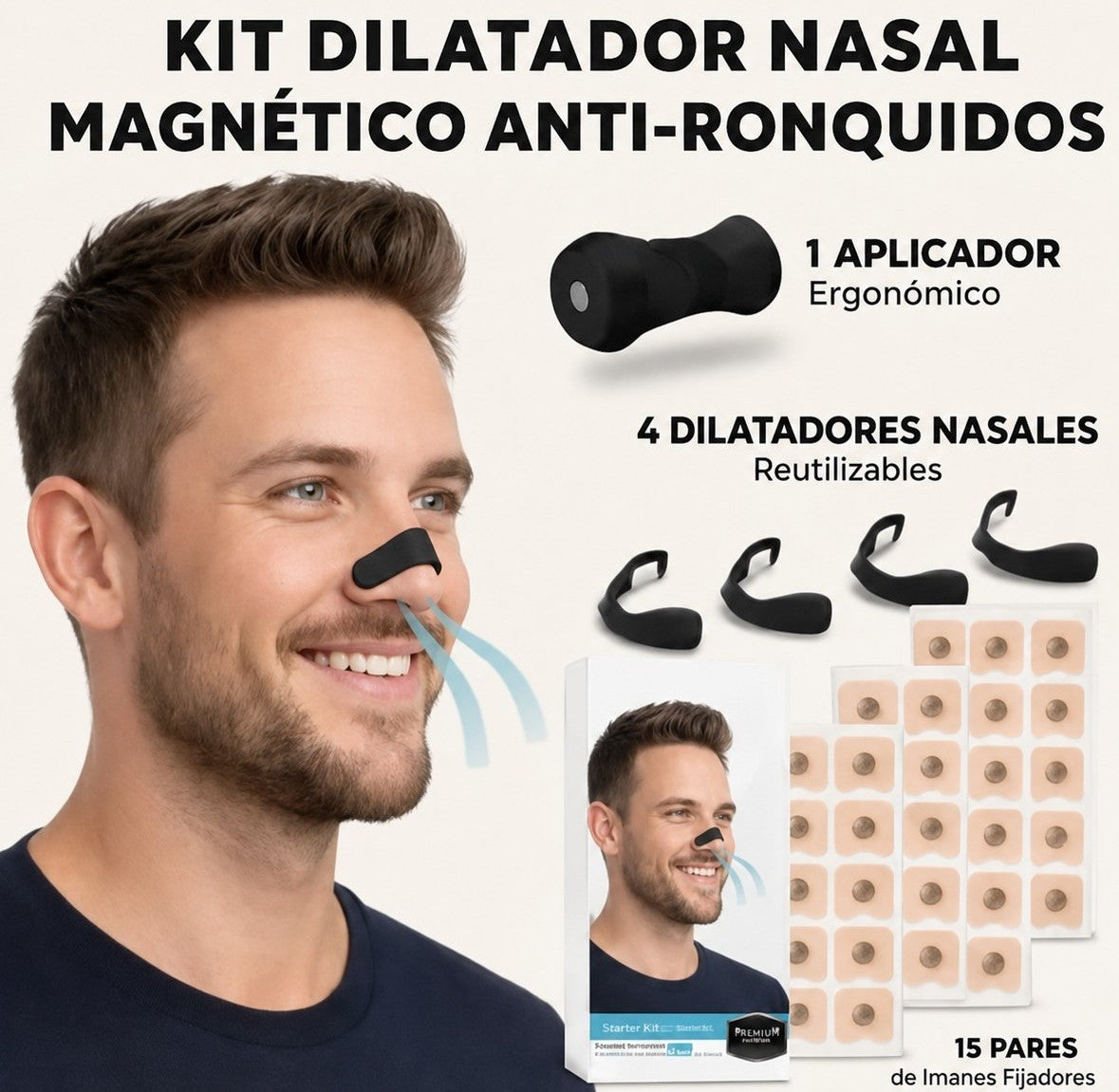 Kit Dilatador Nasal Magnético Anti-Ronquidos